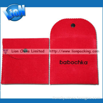 Customized Red Envelope Velvet Pouch with Snap (E-011)
